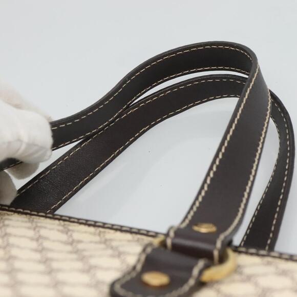 CELINE Macadam Canvas Hand Bag Pvc Leather White Gold - Picture 8 of 12